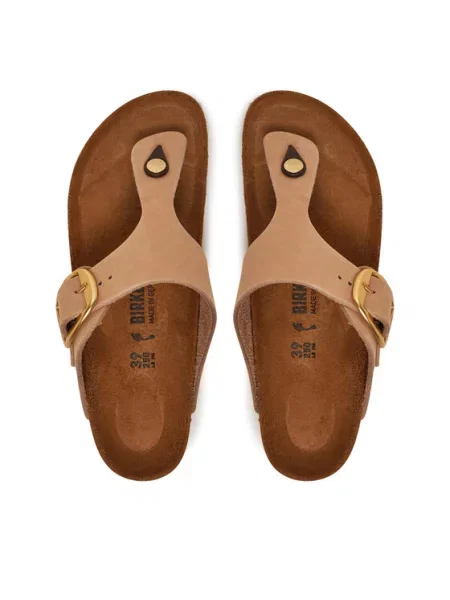 Papuci Birkenstock cu cataramă bej