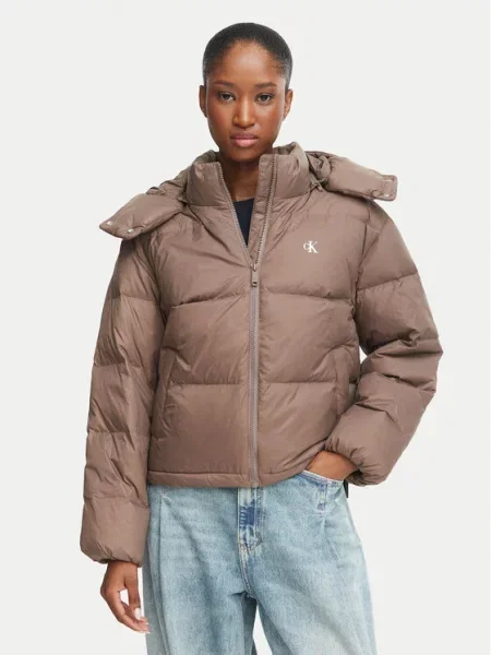 Vatovaná bunda Calvin Klein Jeans hnědá