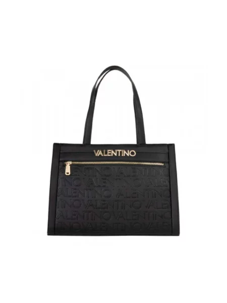 Lniana torebka Valentino By Mario Valentino czarna