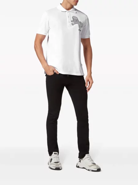 Polo marškinėliai Philipp Plein su kristalais balta