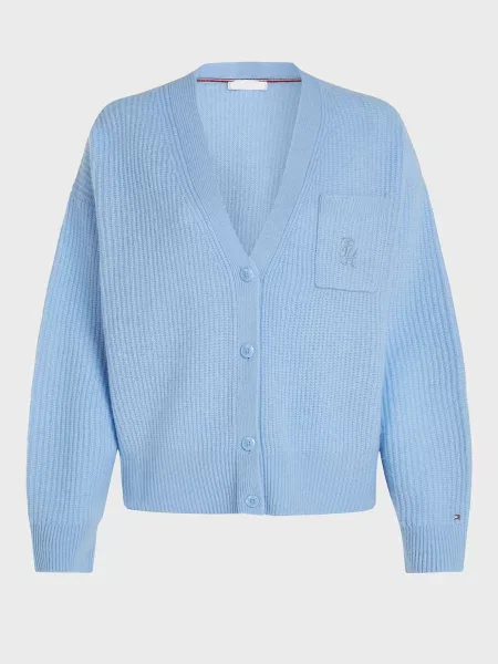 Вовняний кардиган Tommy Hilfiger без кісточок блакитний