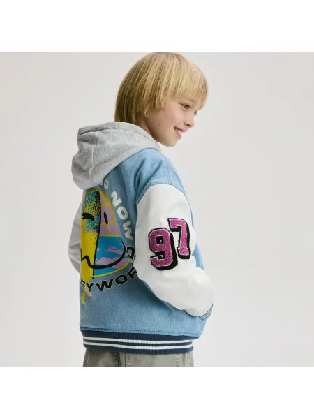 Reserved Džínová bomber bunda SmileyWorld® modrá