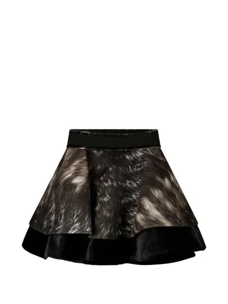 Fusta mini Roberto Cavalli cu imagine cu blană negru