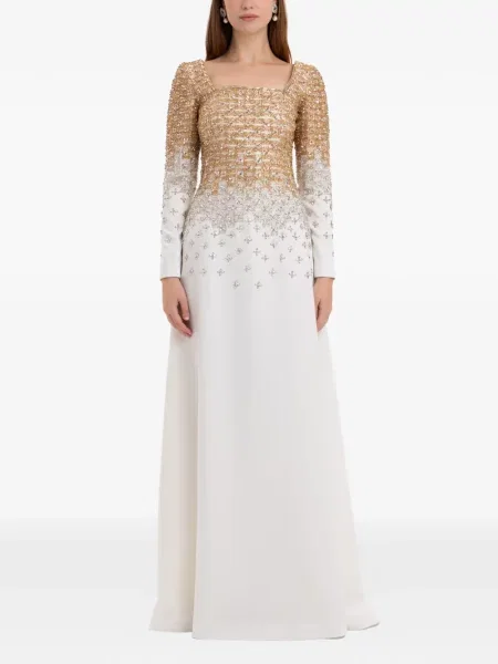 Rochie Dina Melwani cu broderie alb