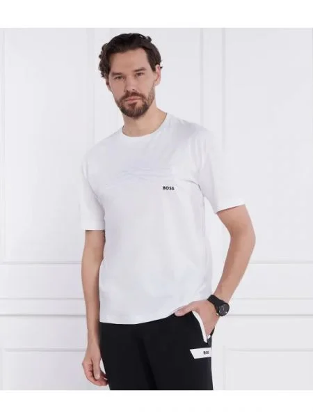 BOSS GREEN Tricou Tee Titanium alb