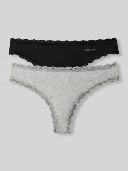 Stringi z mieszanki bawełny w zestaw 2 szt. Calvin Klein Underwear czarne