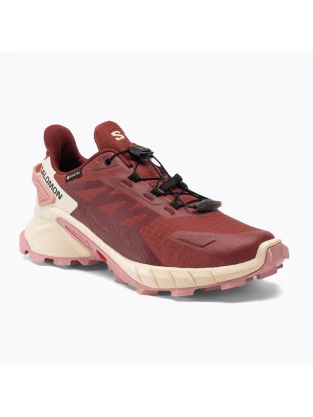 Дамски обувки за бягане Salomon Supercross 4 GTX cow hide/syrah/blush винено червено