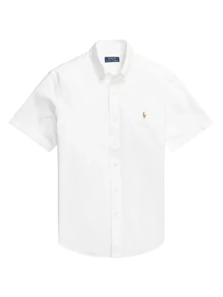 Tricou Polo Ralph Lauren din piele cu broderie în carouri maro