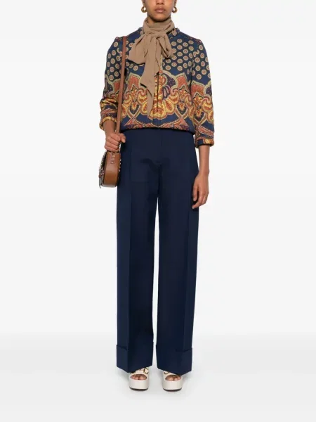 Pantaloni Valentino Garavani din crep albastru