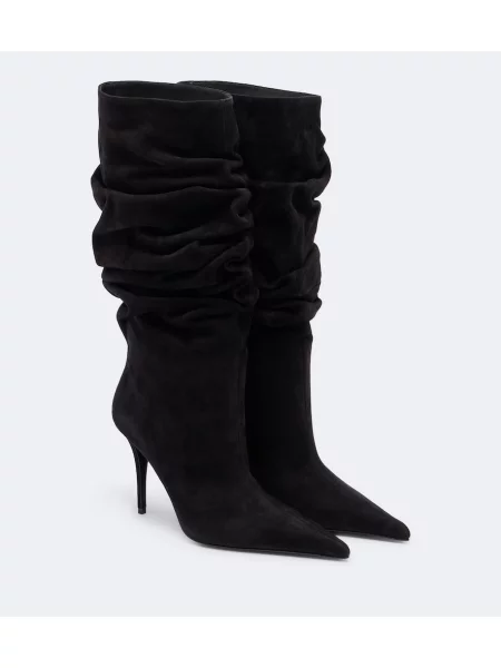 Botine Amina Muaddi din piele de căprioară negru