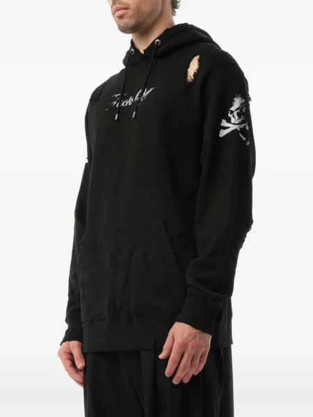 Hoodie Mastermind Japan με φθαρμένο εφέ μαύρο