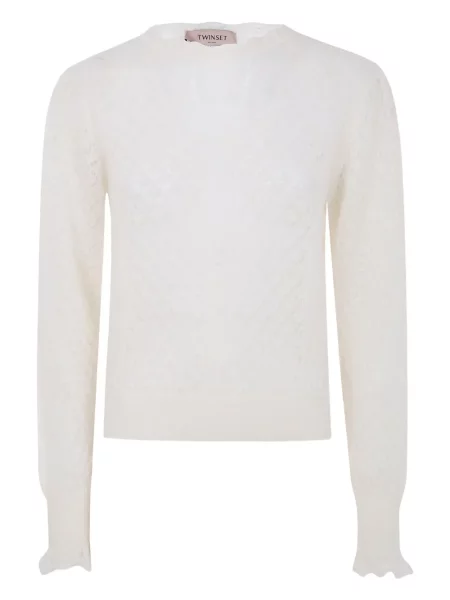 Pulover Twinset cu volane alb