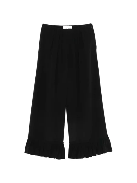 Pantaloni Chloé de mătase cu volane negru