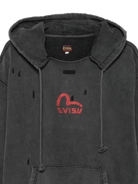 Hanorac cu glugă Evisu zdrențuiți negru