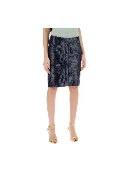 Osłona spódnica skórzana Tom Ford niebieska