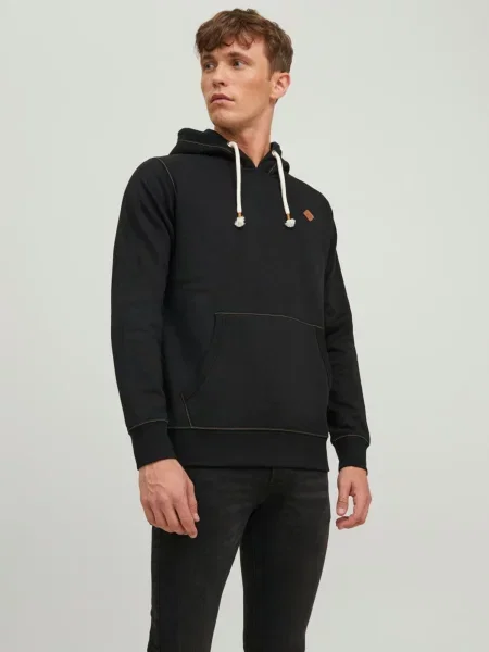 JACK & JONES Mikina hnedá / čierna biela