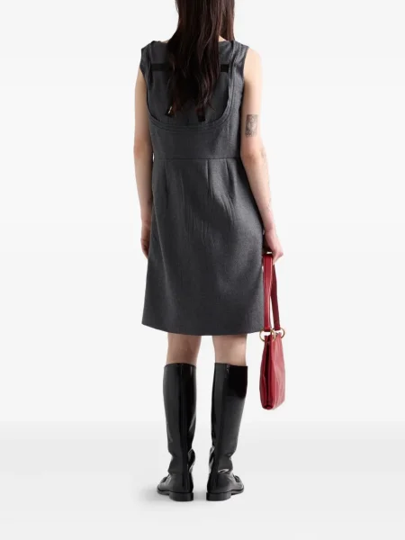 Rochie Prada cu decolteu barcă de costum gri