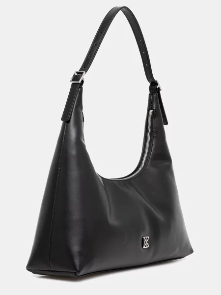 Geantă Calvin Klein Emblem Hw Lthr Shoulder Bag negru