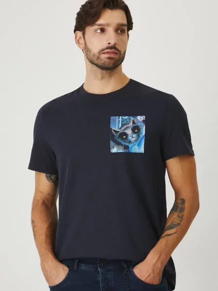 Medicine póló férfi nyomott mintás sötétkék