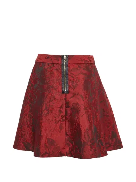 Жакардова разкроена мини пола Alice + Olivia на цветя червено