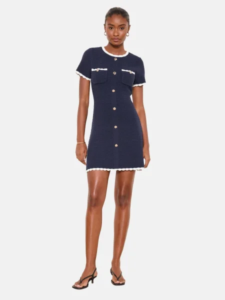 Lipsy Rochie tricotat bleumarin alb