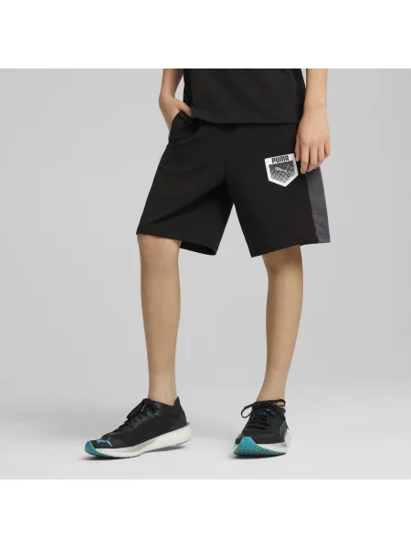 PUMA Młodzieżowe szorty dresowe Active Sports z grafiką Odzież czarny
