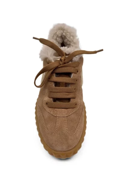 Sneakerși Voile Blanche din piele de oaie maro