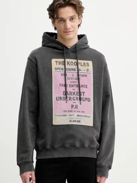 Mikina The Kooples s kapucí s potiskem šedá