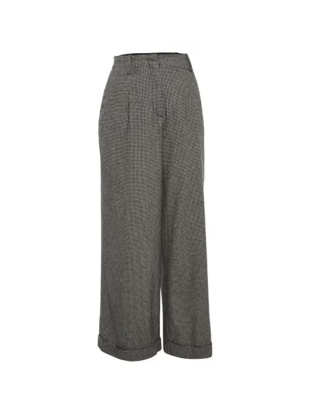 Pantaloni Sandro cu talie înaltă cu model pepito gri