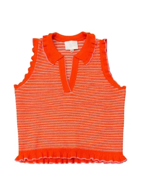 Top Cinq A Sept cu volane portocaliu