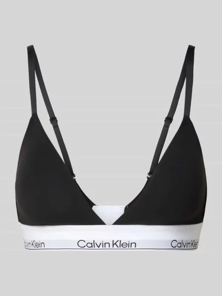 Biustonosz trójkątny z z logo i cienkimi ramiączkami Calvin Klein Underwear czarny