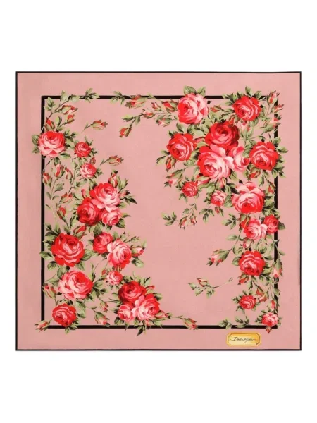 Fular Dolce & Gabbana cu model floral cu imagine roz
