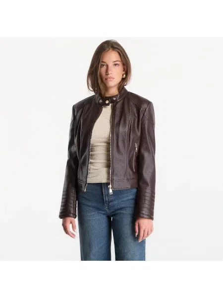 Яке GUESS Marlene Caribou Pu Moto Jacket Chocco Brown XS кафяво