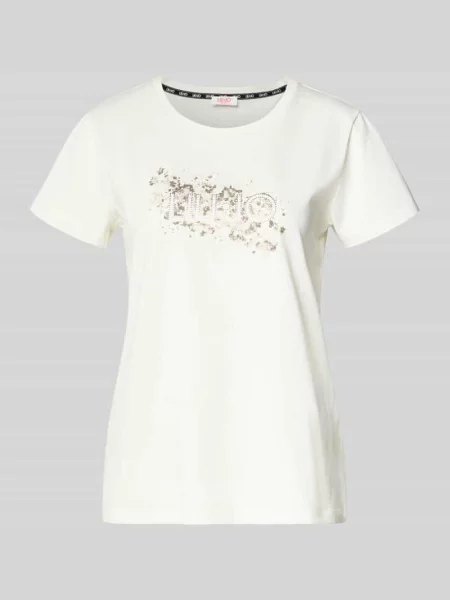 T-shirt z obszyciem z kamieni stras Liu Jo Sport biała