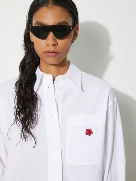 Классическая ошейниковый рубашка Kenzo в цветочек белая