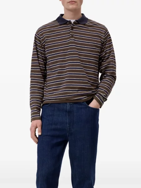 Lung tricou polo Closed maro