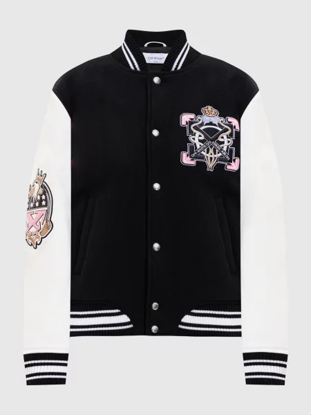 Комбінований бомбер з вовни та шкіри Off-white чорний