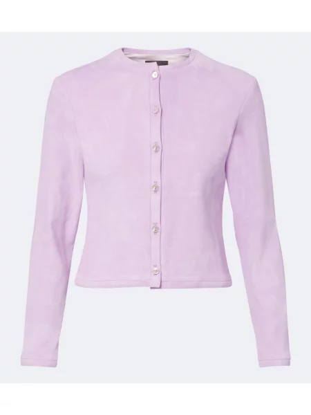 Cardigan Stouls din piele de căprioară violet