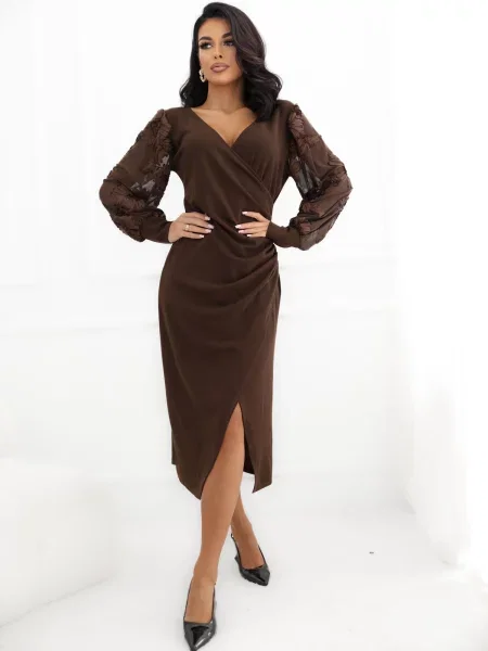 Midi haljina Italy Moda smeđa