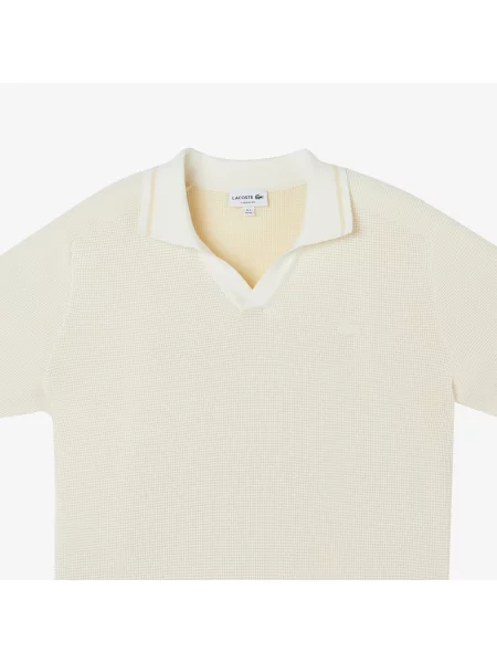 Lacoste Sweter Z Kołnierzykiem Polo Z Krótkim Rękawem Classic Fit beżowy