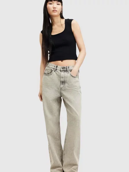 Дънки AllSaints BLAKE JEAN с висока талия бежово