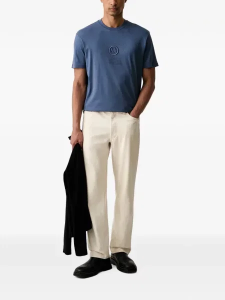 Tricou Armani Exchange cu broderie albastru