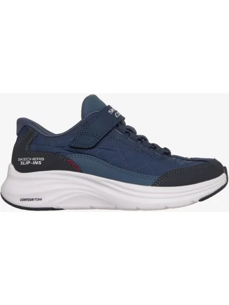 Buty do biegania dziecięce Skechers Slip-Ins Contour Foam Cozy Fit granatowy niebieski szary