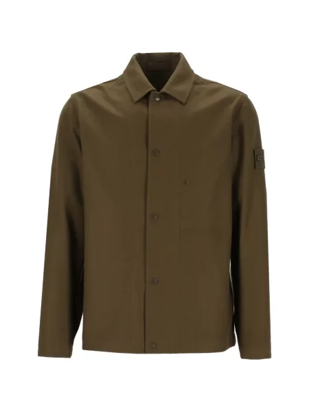 Cămașă Stone Island de lână cu strasuri verde