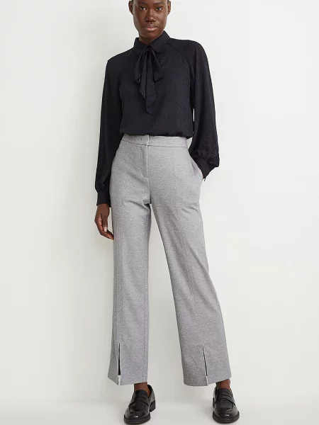 C&A Штани палаццо Світло-сірий меланж сірі