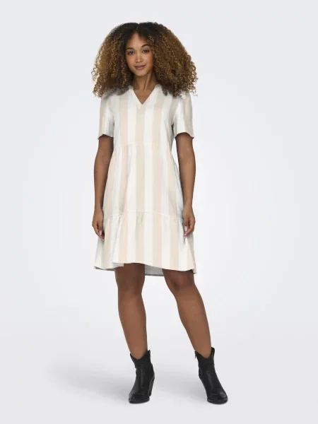 ONLY Rochie ONLTIRI-CARO bej închis alb