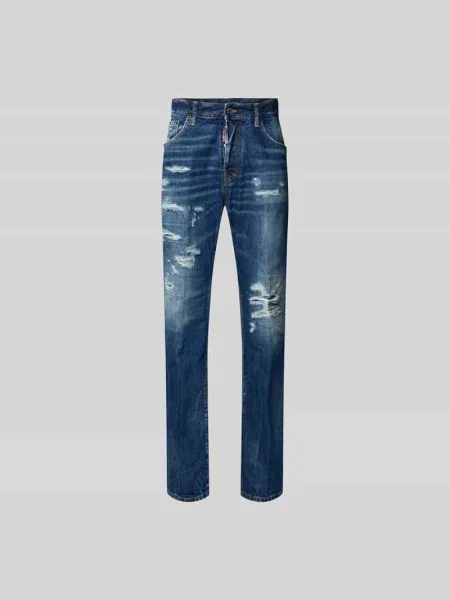 Jeansy w kroju slim fit z czystej bawełny Dsquared2 granatowe