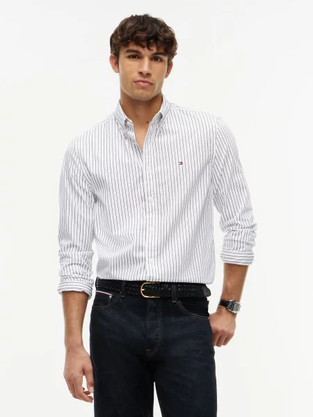 TOMMY HILFIGER Košeľa FLEX námornícka modrá biela