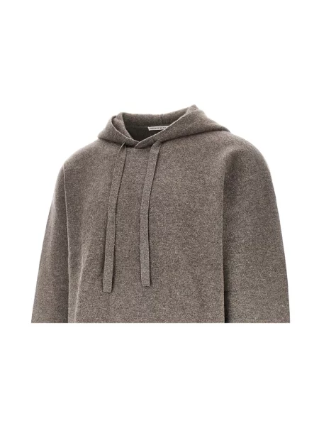 Sweter Studio Nicholson wełniany z kapturem brązowy