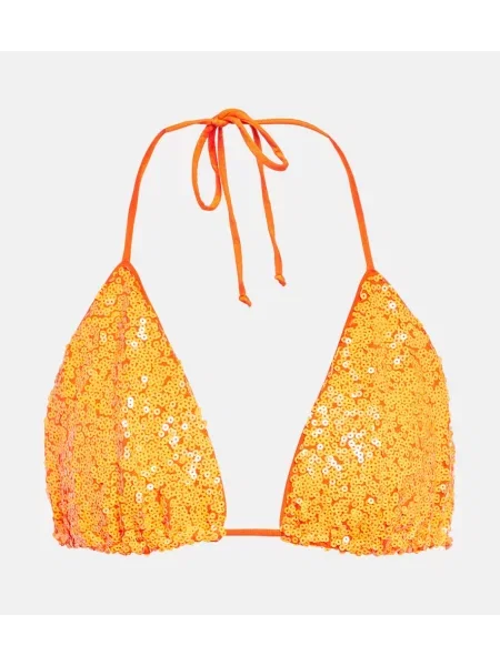 Bikini Norma Kamali cu paiete portocaliu